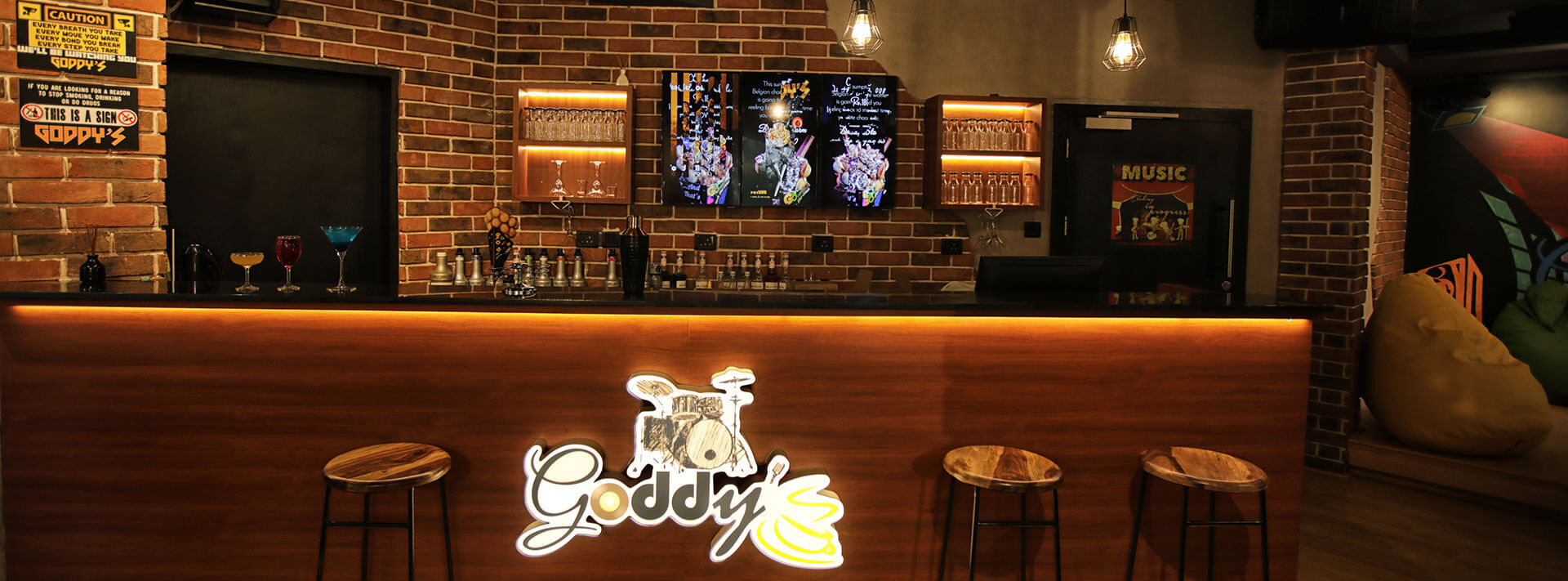 Modern Bar Area with Ambient Lighting